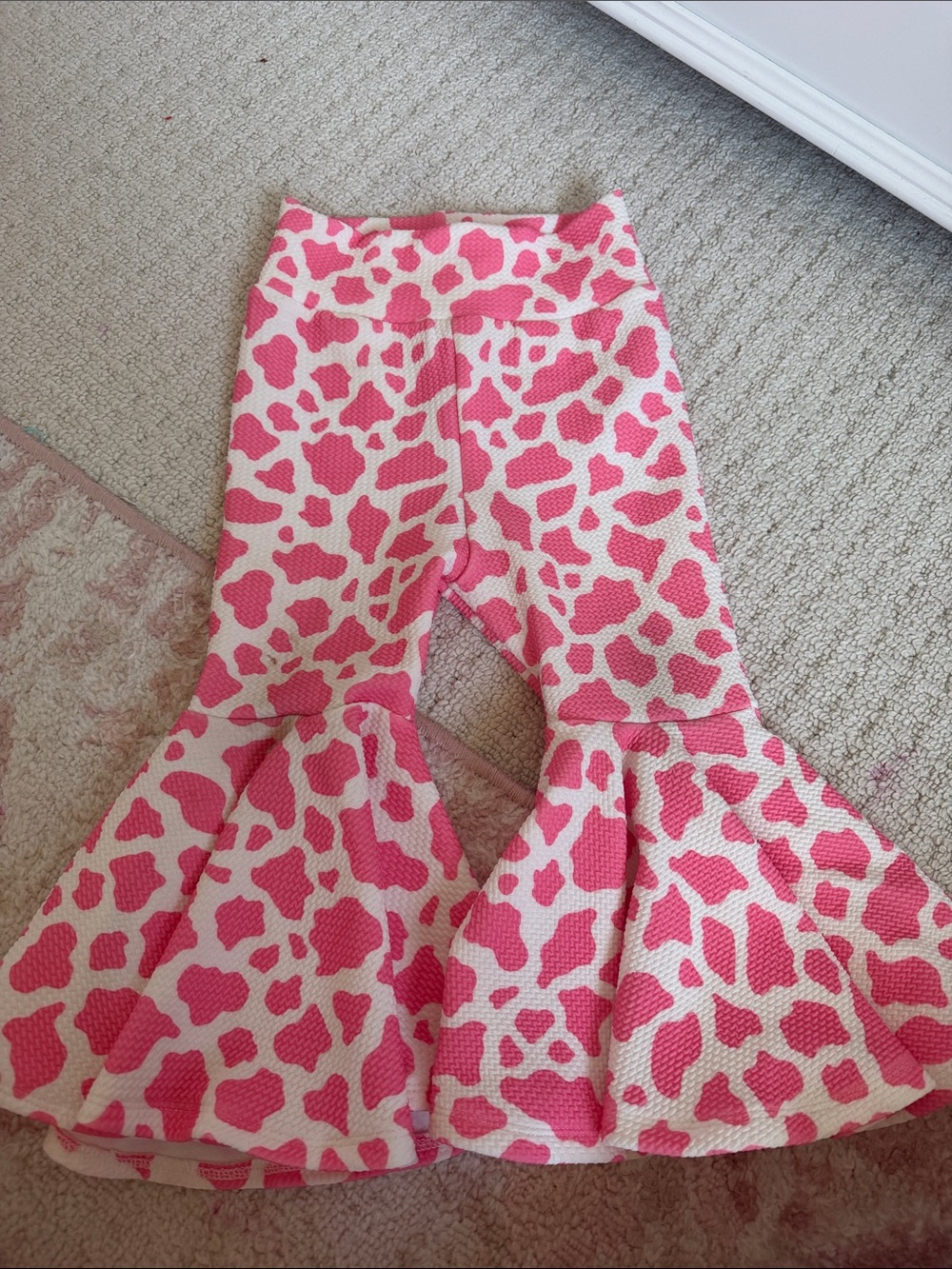 Pink and White Ruffle Flare Pants